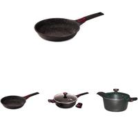 Baumalu - Lot Duo de Poêles 24+28cm, Sauteuse 24cm et Faitout 26cm | Fonte d'aluminium, céramique sans PFOA ni PFAS, couvercles verre, tous feux dont induction