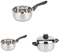 Baumalu - Lot Primo Inox : Casseroles 16 et 18cm + Faitout 20cm | Triple fond diffuseur, manches bakélite, couvercle inclus, tous feux dont induction