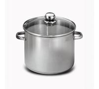 BAUMALU - Marmite Traiteur en Acier Inoxydable - Couvercle Verre, Trou Vapeur, Poignées Métal - Tous Feux dont Induction - Triple Fond Diffuseur - Ø36cm, 25L, Argenté