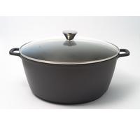 Baumalu - Mijoteuse Haute Fonte Alu Ø 36 cm - 13,4 L - Noir | Revêtement céramique sans PFAS, légère malgré sa grande taille, couvercle verre à trou vapeur ; idéale grandes tablées