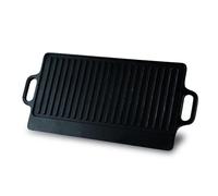 Baumalu, Plancha 42 cm en Fonte Utilisable des Deux Côtés, Noir, Idéale pour Gaz et Four, Dimensions 50,5 x 2 x 23 cm, Contenu du Packaging: 3, Parfaite pour Barbecue et Cuisine