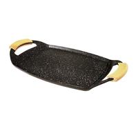 PLANCHA Induction Fonte d´aluminium revêtue Aspect Pierre poignées bois