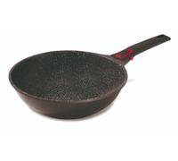 Baumalu Poêle Wok Granit PRO - Fonte aluminium, revêtement céramique, manche amovible - Noir - D30 cm