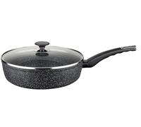 Baumalu, Sauteuse 28 cm avec Couvercle en Verre, Modèle Granit Evolution, Aluminium Forgé, Antiadhésif, Compatible Induction, Ustensile de Cuisine Durable, Garantie 5 Ans