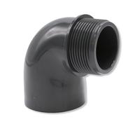 Baumaxxe Coude PVC-U 90° 50 mm Filetage Mâle 1 1/2 PN16 - bm208 | Adaptateur à coller pour plomberie piscine et circuits d’eau sous pression.