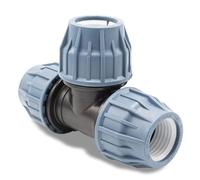 Baumaxxe Raccord en T compression 50 mm PP PN16 - bm319 | Raccord 3 voies pour tube PE 50 mm, irrigation jardin, piscine et bassin.