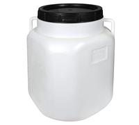BAUPROFI Fût carré de 30 l, Boite Plastique avec couvercle blanc, récipient alimentaire conservation