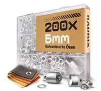 BAURIX® 200 Œillets Métalliques Ø 6 mm - pour Pince TALOS | Œillets inoxydables avec pose magnétique guidée. Pour bâches, tentes, rideaux et cuir. Pince TALOS non incluse.