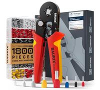 BAURIX® Pince à Sertir avec 1800 Embouts de Câble - [0,25-10mm²] Pince à Embout Auto-Réglable - Pince à Sertir les Embout fil electrique souple - Sertisseuse Electrique - Pince Automatique