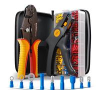 Kit de pinces à sertir BAURIX® avec 700 cosses et une pince à dénuder I Pince à cosses pour cosses de 0,50 à 6,00 mm² I Pince à cosses, pinces à sertir