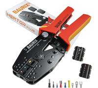 BAURIX® Pince à Sertir Mâchoires Interchangeables - à Cliquet | Modèle HEKTOR PLUS. 3 jeux de mors à changement rapide. Sertit cosses, fastons, connecteurs et isolés.