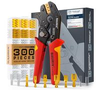 BAURIX® Pinces à Sertir avec 300 mâle et femelle Embouts Cable - Pince à Sertir Èlectriques pour Connecteurs 0,50-2,50 mm² - Pince a Cosse - Crimps