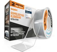 BAURIX® Ruban adhésif double face extra fort - Transparent en silicone lavable - Scotch ultra résistant - 2m