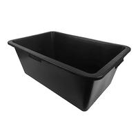 BAUSTER® Bassine de construction en plastique noir - 80 litres - Bac à mortier robuste pour chantier, jardin, rénovation - Incassable et résistant au gel - Rectangulaire