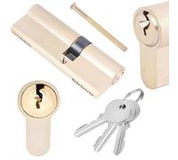 BAUSTER® Cylindre de serrure avec 3 clés, serrure à cylindre 30/45 à fermeture identique, cylindre profilé, accessoires de rechange, clé réversible, serrure de sécurité pour porte d'entrée, en laiton