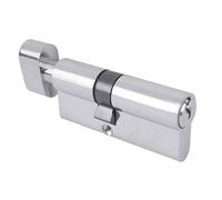 BAUSTER® Cylindre de serrure en nickel avec bouton 30/40 - Cylindre profilé - Accessoire de rechange - Clé réversible - Serrure de sécurité pour porte d'entrée