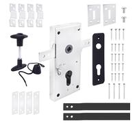 BAUSTER Kit complet de serrure de porte de garage - Serrure à larder horizontale avec barres de verrouillage - Galvanisé et résistant aux intempéries - Pour porte basculante et porte sectionnelle