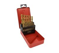 BAUSTER Lot de 19 forets hélicoïdaux HSS en titane 1 à 10 mm dans un coffret en métal solide | Kit de forets professionnels pour métal, bois, plastique, aluminium | Foret pour perceuse sans fil