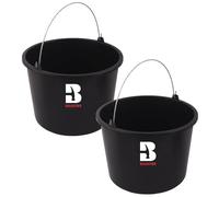 BAUSTER® Lot de 2 seaux de construction en plastique de 16 l - Seau à ciment - Seau à mortier - Idéal pour les travaux de rénovation et de construction - Noir - Universel (2)