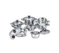 Bavaria Blumenthal Lot de 12 casseroles en acier inoxydable avec couvercles et cuiseur vapeur
