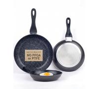 BAVARY Lot De Poele Induction, 3 Pcs: 20/24/28 Cm - Poele Anti Adhesive Granit - Poeles Sans PFOA Et Sans PTFE - Poeles Anti Adhesive Induction - Pour Tous Feux, Faitout Induction & Gaz