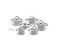BAVARY Lot Poele Et Casserole Inox 18/10, 12 Pcs - Lot Casserole Et Poele Induction - Faitout Induction - Batterie De Cuisine Induction - Casserole Induction & Couvercles Verre - Ustensiles De Cuisine