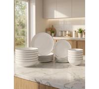 BAVARY Service Vaisselle 24 Pièces, Set De Table & Assiette Porcelaine - Service De Table 6 Personnes De Plates & Assiette Creuse, Bols - Vaisselle Et Arts De La Table Micro-onde/Lave-Vaisselles
