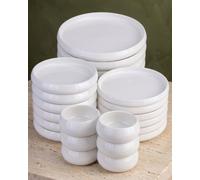 BAVARY Service Vaisselle Chubby-W 24 Pcs - Set De Table & Assiette Porcelaine - Service De Table 6 Personnes De Plates & Assiette Creuse, Bols, Vaisselle Et Arts De La Table Micro-onde/Lave-Vaisselles