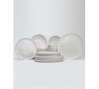 BAVARY Service Vaisselle Moon 24pcs, Set De Table - Assiettes Service De Table 6 Personnes, Assiette Creuse, Bols&Plates - Vaisselle Et Arts De La Table, Assiette Porcelaine Micro-Onde/Lave-Vaisselle
