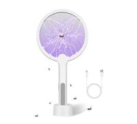 Bavmosek Tue-Mouches électrique avec Station de Charge, 4000 V, USB 2 en 1, avec Batterie, Rechargeable, Tue-Mouches électrique avec piège à lumière UV, Noir (1 piège)