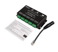 Baxnore Contrôleur LED RVB DMX512 professionnel Décodeur 12 canaux avec 256 niveaux de gris Large entrée DC5V24V pour éclairage de scène et bandes LED Couleur noire