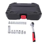 Baxnore Jeu de 17 douilles et cliquets de qualité professionnelle, 10 mm à 24 mm, jeu de douilles 12 pans avec liquet réversible 72 dents pour mécaniciens automobiles et ama