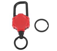 Baxnore Porte-clés rétractable en fil d'acier inoxydable, boucle facile à tirer, style industriel, robuste, longueur de traction de 70 cm, capacité de de 1 kg, pour ceinture, sac (Rouge)