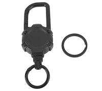 Baxnore Porte-clés rétractable en fil d'acier inoxydable, boucle facile à tirer, style industriel, robuste, longueur de traction de 70 cm, capacité de de 1 kg, pour ceinture, sac (Noire)