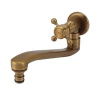 Baxnore Robinet de jardin en cuivre antique, robinet d'eau froide simple à montage mural de style vintage avec bec étendu antigel pour le lavage de la cour extérieure (Bec pointu)