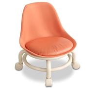 Baxnore Tabouret Roulant avec Dossier, Tabouret à Roues en Plastique à Basse Hauteur avec roulettes universelles, étape multifonctionnelle pour Le Salon de Salle de Bain Chaise Robuste (Orange)
