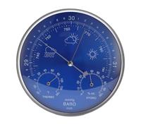 Baxnore Thermomètre Baromètre Hygromètre 3 en 1 Instrument Météo Grand Cadran Bleu Support Mural en Alliage d'aluminium Intérieur Extérieur pour Bureau à Domicile Jardin Terrasse G