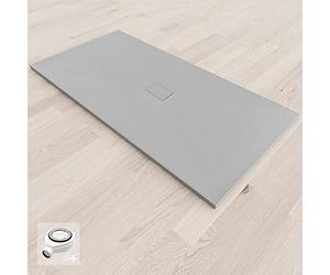 BAYA Receveur de douche extra-plat aspect pierre ardoise Gris 100 x 180 cm + bonde