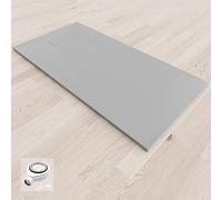 BAYA Receveur de douche extra-plat aspect pierre ardoise Gris 80 x 160 cm + bonde