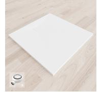 BAYA Receveur de douche extra-plat aspect pierre Blanc 90 x 90 cm + bonde