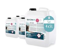 BAYCINEX® Anti-Calcaire Piscine 4 x 5 L - Détartrant Liquide - Élimine Dépôts Calcaires Fond, Parois & Équipements - Utilisable Bassin Rempli - Compatible Tous Filtres - 300 ml/10 m³