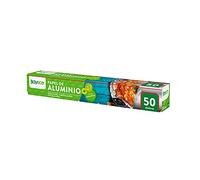 Bayeco - Papier aluminium extra résistant - Conservation et emballage des aliments - Étui avec scie de coupe - Extra résistant aux déchirures - Grande malléabilité - Rouleau de 50 mètres