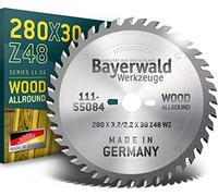 Bayerwald - Lame de scie circulaire Carbure de tungstène - Ø 280 x 3.2 x 30 | Z=48 UW | Série 11.55 - Denture alternée pour coupes longitudinales et transversales dans le bois/les dérivés du bois