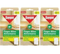 Baygon Anti-Mites - Piège Mites Alimentaires - Jusqu'à 8 Semaines d'Efficacité - 3 Pièges (Lot de 3)