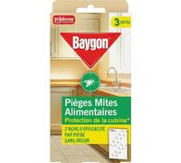 Baygon Anti-Mites - Piège Mites Alimentaires - Jusqu'à 8 Semaines d'Efficacité - 3 Pièges