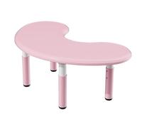 Bayli Bureau pour enfant de 43 à 51 cm, hauteur réglable, 120 x 65 cm, table demi-lune rose, en plastique, table lunaire multifonctionnelle, pour enfants, garçons et filles de 2 à 10 ans