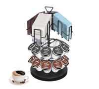 Baymate Support pour Capsules de Café Carrousel à 3 Niveaux pour Capsules 360 Degrés Rotable Porte-Capsule de Café pour 20 Capsules et 40 Sachets de Thé Etagère en Métal Noir