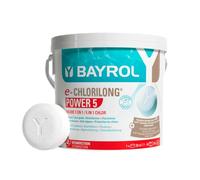 BAYROL e-Chlorilong POWER5 5 kg - Galets de Chlore Multifonction 200 g - Traitement 5 Fonctions en Un Seul Geste - pour Tous Types de filtres - Formule Silk Effect