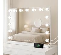 Bayt Miroir Bluetooth de Maquillage Lumineux 80 x 60 cm, intensité réglable | 3 températures de lumière, intensité tactile, haut-parleurs, appels mains libres, socle amovible, chambre et dressing