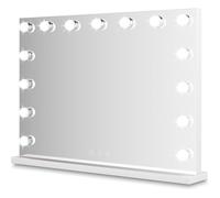Bayt Miroir Hollywood Lumineux 58x46 cm, LED 3 Couleurs, Tactile, Blanc | Éclairage dimmable pour coiffeuse, commode ou dressing, grand champ de vision pour se maquiller avec précision